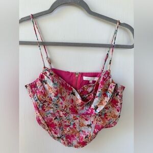 More To Come Floral Corset Crop Top Women’s Small Pink Bustier Going Out